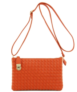 Fashion Woven Clutch Crossbody Bag WU042 ORANGE/